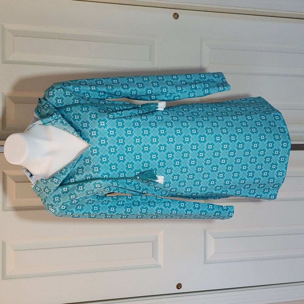 Cabana Life Hooded Cover Up Dress Aqua Tropical - NWT